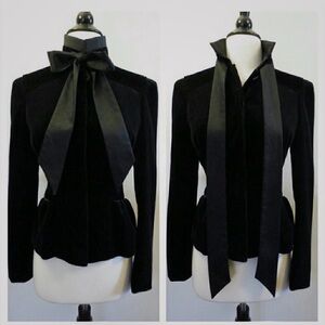 *Rare*  DVF Black Lucille Velour Blazer vintage  SIZE 0 ASO Gossip Girl